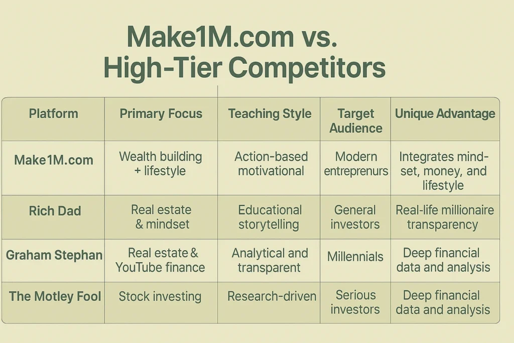 Make1M.com vs. High-Tier Competitors